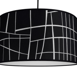 Walec do zwisu E27 czarny w srebrną kratkę- 55x25cmH