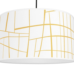 Abażur walec 55cmx25cmH - E27 - biały w złotą kratkę