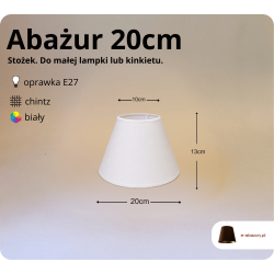 Abażur 20cm do kinkietu lub małej lampki E27- biały chintz