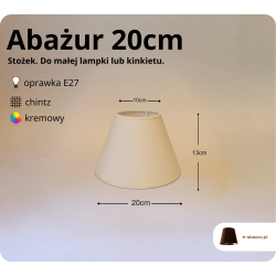 Abażur 20cm do kinkietu lub małej lampki E27- kremowy chintz