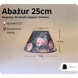 Abażur 25cm do lampki stojącej E27- kwiaty bawełniane