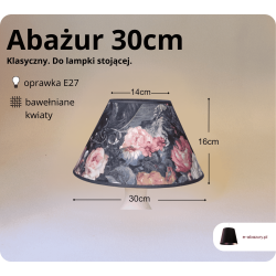 Abażur 30cm do lampy stojącej E27- kwiaty bawełniane