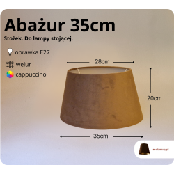 Abażur 35cm do lampy stojącej E27- welur- cappuccino