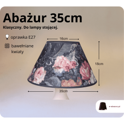 Abażur 35cm do lampy stojącej E27- kwiaty bawełniane