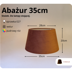Abażur 35cm do lampy stojącej E27- welur- pudrowy róż