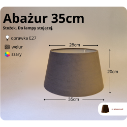 Abażur 35cm do lampy stojącej E27- welur- szary