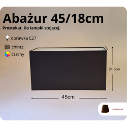 Abażur prostokąt 45x18- do lampy stojącej E27- czarny chintz