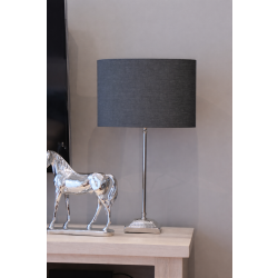 Abażur owal 35cm - abażur do lampki stojącej E27 - naturalny len - antracyt