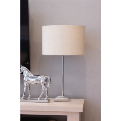 Abażur owal 30cm - abażur do lampki stojącej E27-  naturalny len - złamana biel