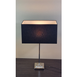 Abażur prostokąt 42x18- do lampy stojącej E27- czarny chintz ze srebrnym spodem