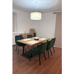Abażur walec z denkiem  do zwisu E27- kremowa bawełna- 50x24,5cmH