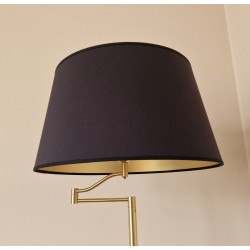 Abażur 35cm czarna bawełna ze złotym podbiciem do lampy stojącej E27