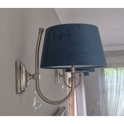 Abażur 25cm welur- niebieski morski - abażur do kinkietu lub lampki nocnej E27